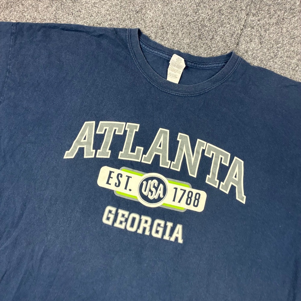 Gildan Atlanta Georgia T Shirt Mens Size 2XL Navy Blue Heavy Cotton Graphic
